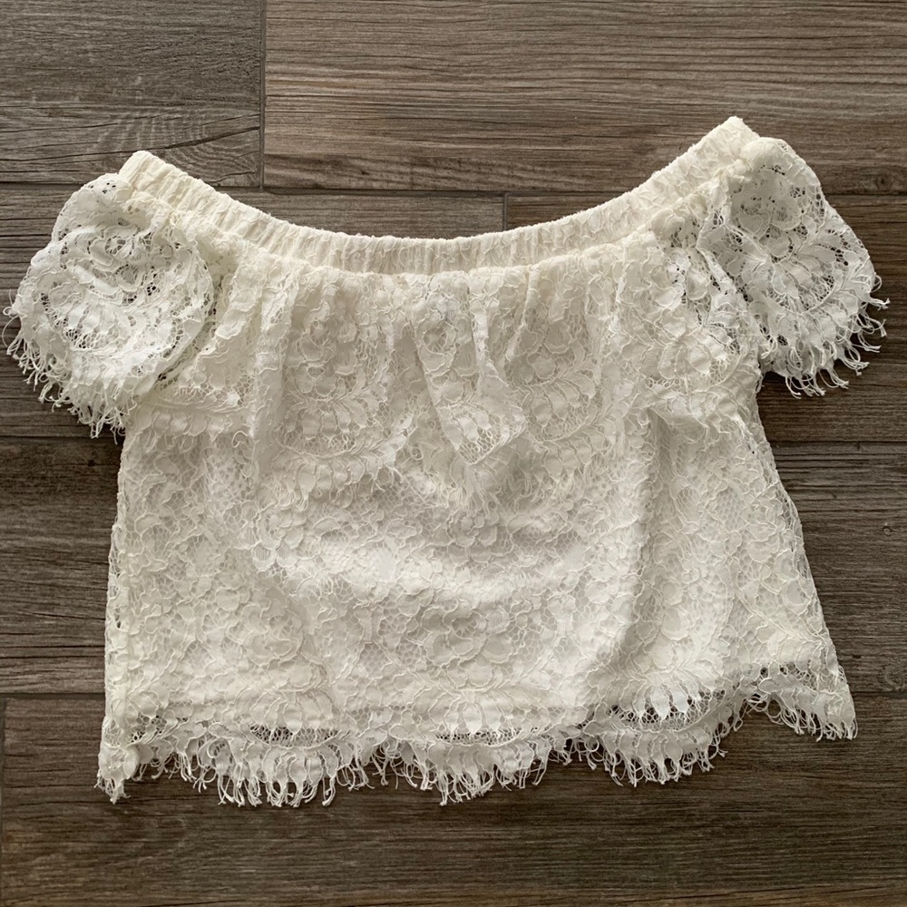 Forever21 lace off the shoulder crop top
